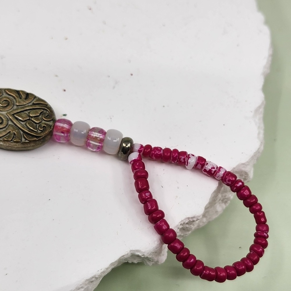 Pink White Beaded Barefoot Sandal Foot Jewelry Toe Loop Boho Festival Anklet
